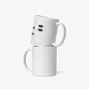 Tazza in ceramica bianca con scritta ‘Il mio ecosistema è più equilibrato del tuo’