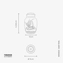 Desert Pearl terrarium in ambiente domestico, giara decorativa in vetro con ecosistema naturale minimalista